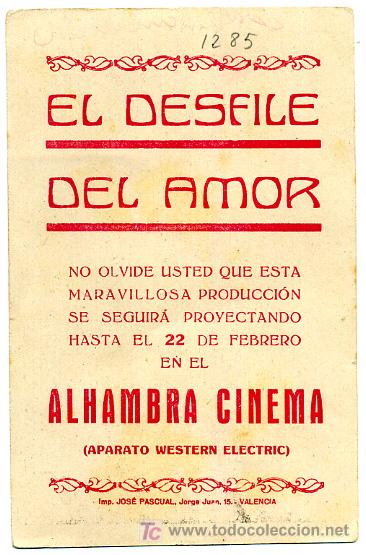 Cine: EL DESFILE DEL AMOR , PARAMOUNT ,TARJETA , S1285 - Foto 2
