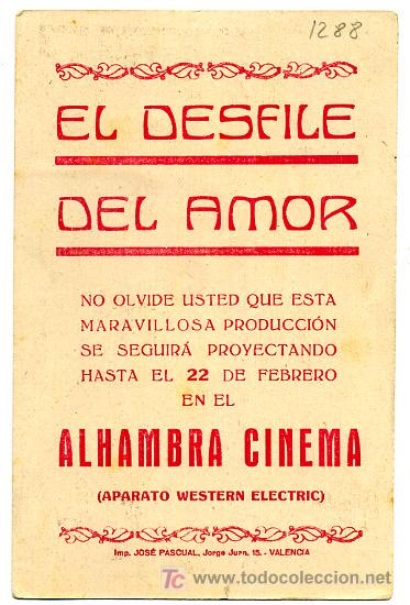 Cine: EL DESFILE DEL AMOR , PARAMOUNT ,TARJETA , S1288 - Foto 2
