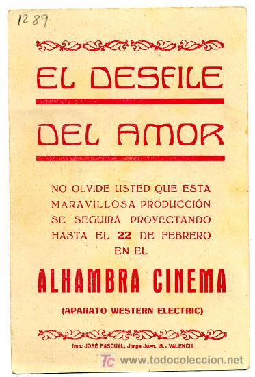 Cine: EL DESFILE DEL AMOR , PARAMOUNT ,TARJETA , S1289 - Foto 2