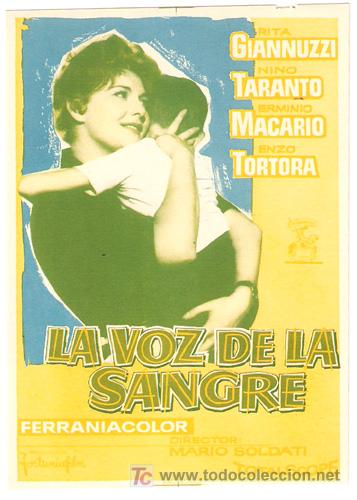 Cine: LA VOZ DE LA SANGRE PROGRAMA SENCILLO CHAMARTIN MARIO SOLDATI - Foto 1