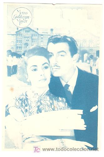 Cine: TRAICION PROGRAMA SENCILLO MGM ELIZABETH TAYLOR ROBERT TAYLOR C - Foto 1