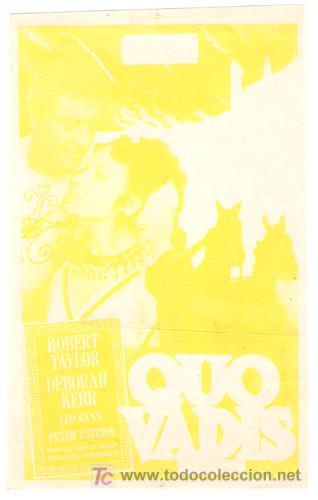 Cine: QUO VADIS PROGRAMA SENCILLO MGM ROBERT TAYLOR DEBORAH KERR A - Foto 1