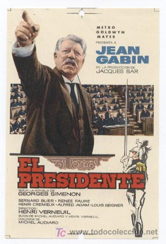 Cine: EL PRESIDENTE PROGRAMA SENCILLO MGM JEAN GABIN GEORGES SIMENON - Foto 1