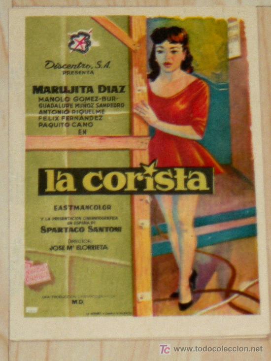 Cine: PROGRAMA DE MANO DOBLE. LA CORISTA, DE MARUJITA D&Iacute;AZ. CON LAS CANCIONES EN EL INTERIOR - Foto 1