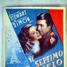 Cine: EL SEPTIMO CIELO, CON JAMES STEWART Y SIMONE SIMON. FOLLETO DE MANO DOBLE, 1944. Lote 15327344