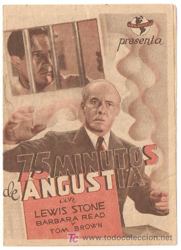 Cine: PTCC 417 75 MINUTOS DE ANGUSTIA PROGRAMA DOBLE UNIVERSAL LEWIS STONE - Foto 1