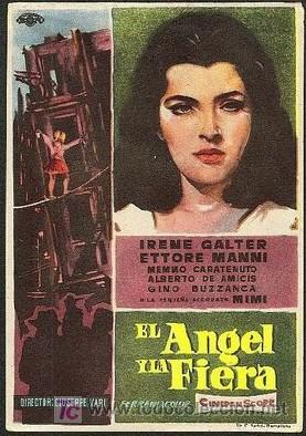 Folhetos de m&atilde;o de filmes antigos de cinema: El angel y la fiera