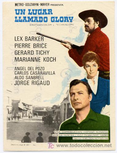 Cine: UN LUGAR LLAMADO GLORY PROGRAMA SENCILLO MGM LEX BARKER SPAGHETTI - Foto 1