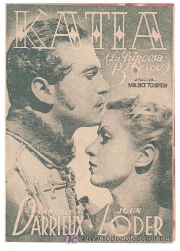 Cine: KATIA PROGRAMA DOBLE FILMOFONO VERDE JOHN LODER DANIELLE DARRIEUX - Foto 1