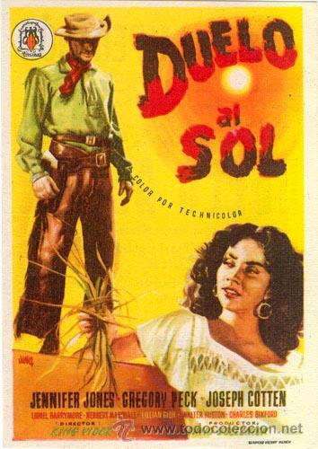 Cine: DUELO AL SOL PROGRAMA SENCILLO PROCINES GREGORY PECK JENNIFER JONES ESTRENO - Foto 1
