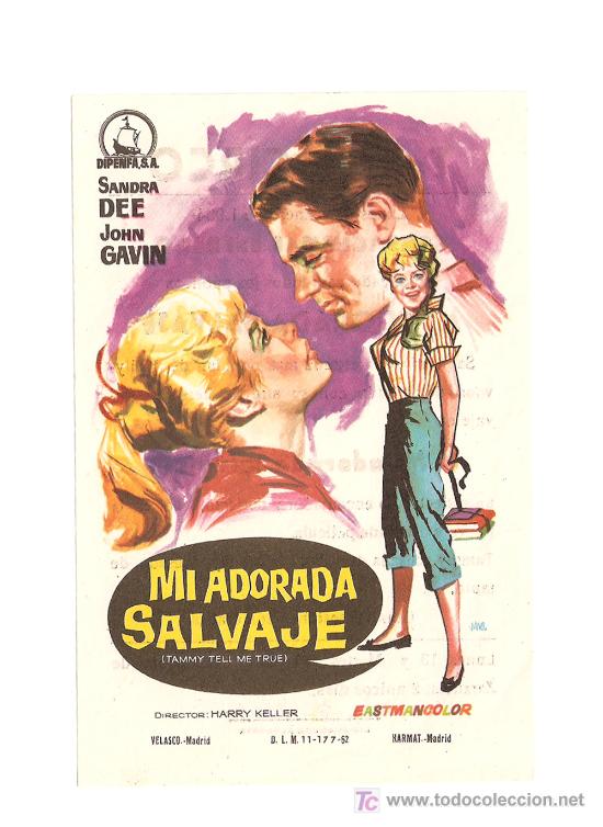 Cine: MI ADORADA SALVAJE PROGRAMA SENCILLO DIPENFA SANDRA DEE JOHN GAVIN - Foto 1