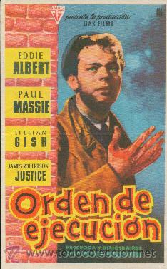 Folhetos de m&atilde;o de filmes antigos de cinema: ORDEN DE EJECUCION