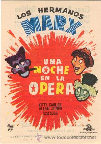 Cine: UNA NOCHE EN LA OPERA PROGRAMA SENCILLO CIRE HERMANOS MARX - Foto 1