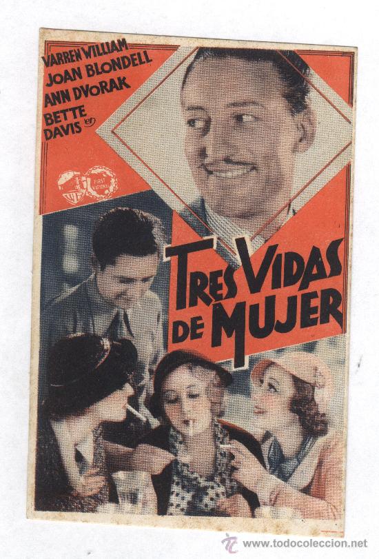 Cine: Programa de mano Tres Vidas de Mujer - Foto 1