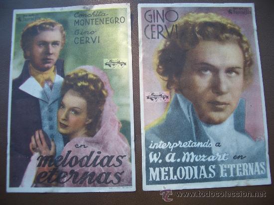 Cine: MELODIAS ETERNAS - 2 FOLLETOS DIFERENTES ( DORSO IMPRESO