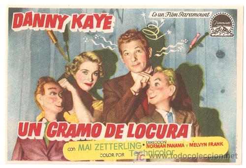 Cine: UN GRAMO DE LOCURA PROGRAMA SENCILLO PARAMOUNT DANNY KAYE - Foto 1