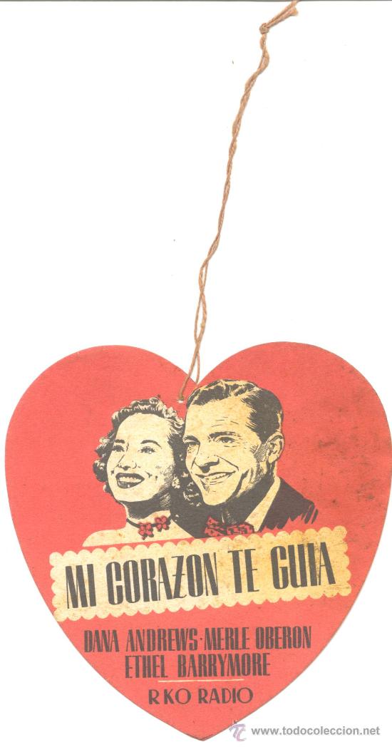 Foglietti di film di film antichi di cinema: MI CORAZON TE GUIA DANA ANDREWS MERLE OBERON ETHEL BARRYMORE RKO RADIO