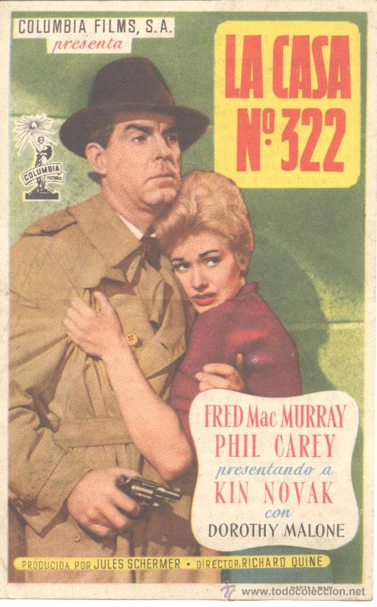 Cinema: LA CASA N&ordm; 322 PUBLICIDAD DE CINE DORSO