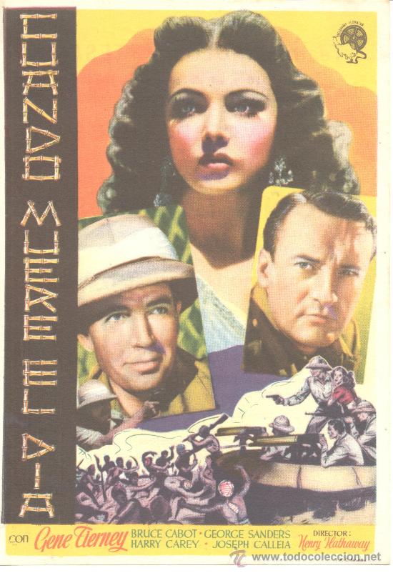 Foglietti di film di film antichi di cinema: CUANDO MUERE EL DIA SENCILLO C/P 1946 GENE TIERNEY BRUCE CABOT HARRY CAREY