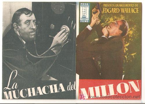 Cine: LA MUCHACHA DEL MILLON PROGRAMA DOBLE PROA EDGAR WALLACE LINDEN TRAVERS JOHN WARWICK - Foto 1