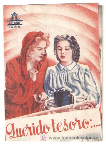 Cine: QUERIDO TESORO PROGRAMA DOBLE CIFESA JOHANNES RIEMANN SONJA ZIEMANN O. E. HASSE - Foto 1