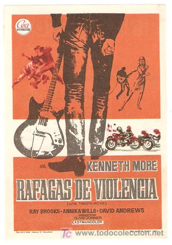 Cine: PTCC 527 RAFAGAS DE VIOLENCIA PROGRAMA SENCILLO CEA KENNETH MORE RAY BROOKS - Foto 1