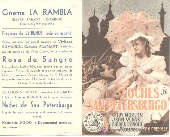Cine: NOCHES DE SAN PETERSBURGO GABY MORLAY JEAN YONNEL PIERRE RENOIR DOBLE C/P