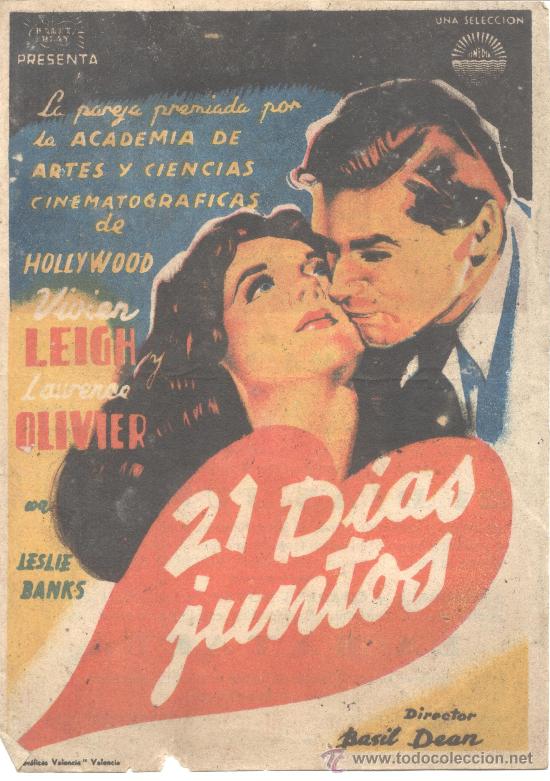 Cine: 21 DIAS JUNTOS SENCILLO C/P 1942
