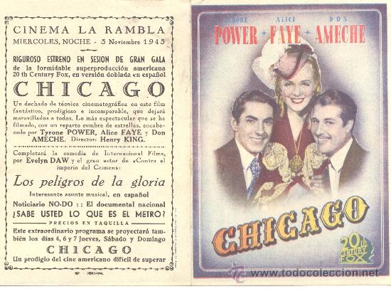 Cine: CHICAGO DOBLE C/P 1943 TYRONE POWER ALICE FAYE DON AMECHE HENRY KING