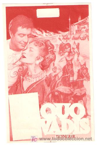 Cine: QUO VADIS PROGRAMA SENCILLO MGM ROBERT TAYLOR DEBORAH KERR B - Foto 1