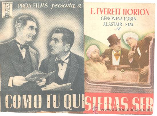 Foglietti di film di film antichi di cinema: COMO TU QUISIERAS SER DOBLE C/P  1943