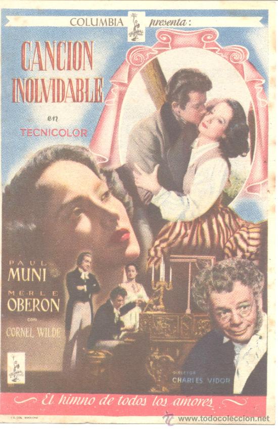 Cine: CANCION INOLVIDABLE SIMPLE C/P 1949 - Foto 1