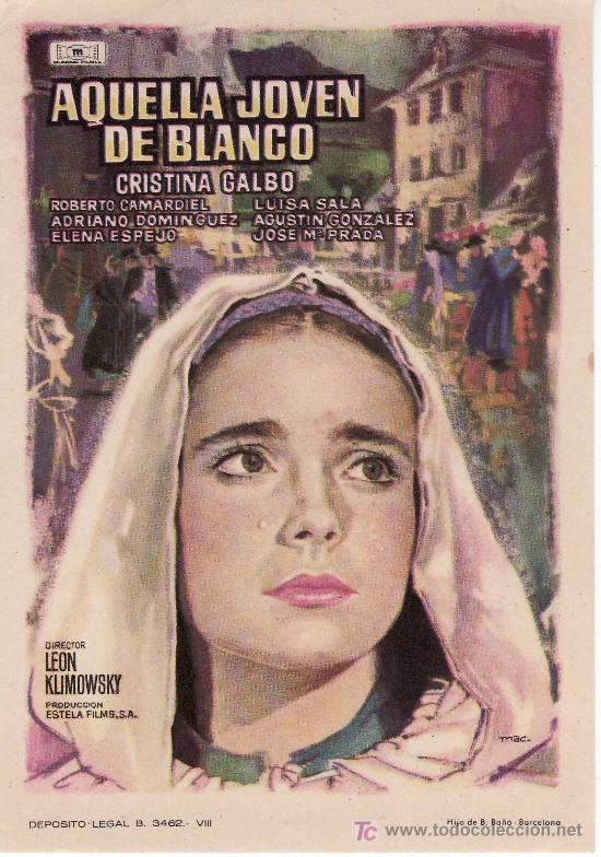 Cine: AQUELLA JOVEN DE BLANCO-SIN PROPAGANDA. - Foto 1