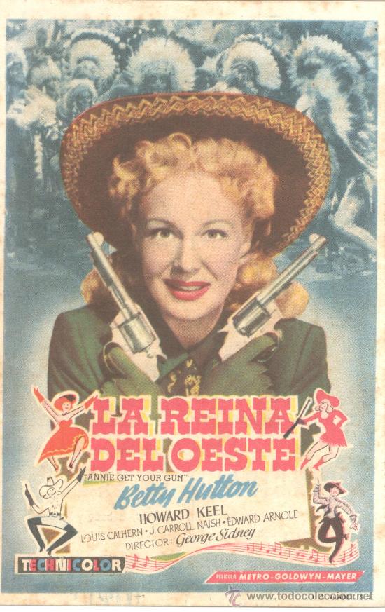 Foglietti di film di film antichi di cinema: LA REINA DEL OESTE SENCILLO C/P BETTY HUTTON