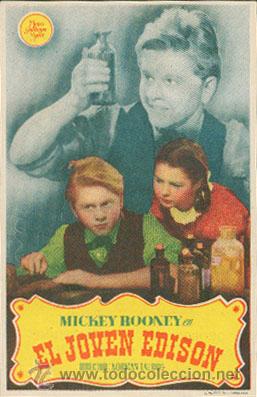Folhetos de m&atilde;o de filmes antigos de cinema: EL JOVEN EDISON