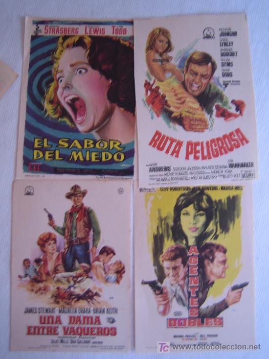 Folhetos de m&atilde;o de filmes antigos de cinema: Lote 4 folletos de mano