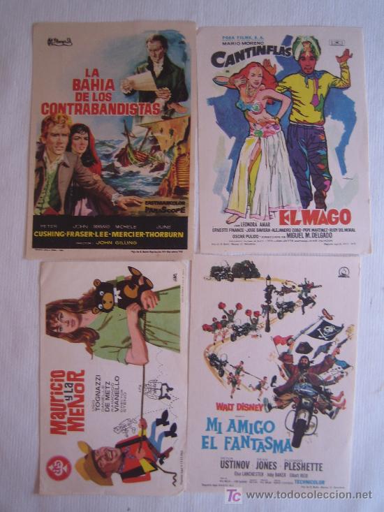 Folhetos de m&atilde;o de filmes antigos de cinema: Lote 4 folletos de mano