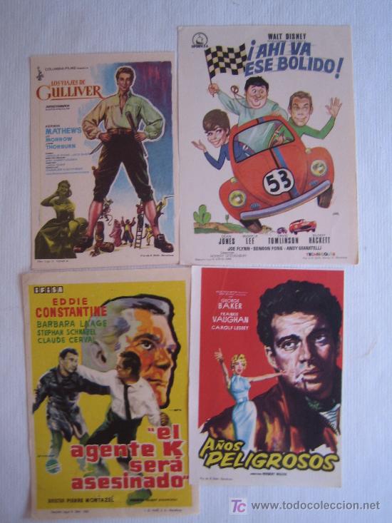 Folhetos de m&atilde;o de filmes antigos de cinema: Lote 4 folletos de mano