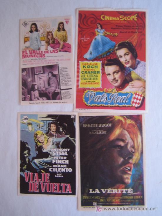 Folhetos de m&atilde;o de filmes antigos de cinema: Lote 4 folletos de mano