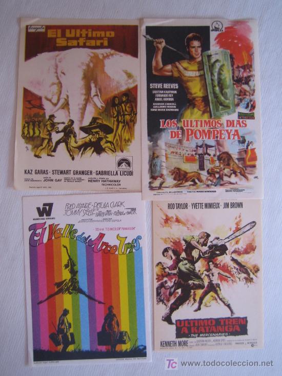 Folhetos de m&atilde;o de filmes antigos de cinema: Lote 4 folletos de mano