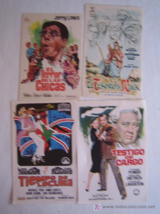 Folhetos de m&atilde;o de filmes antigos de cinema: Lote 4 folletos de mano