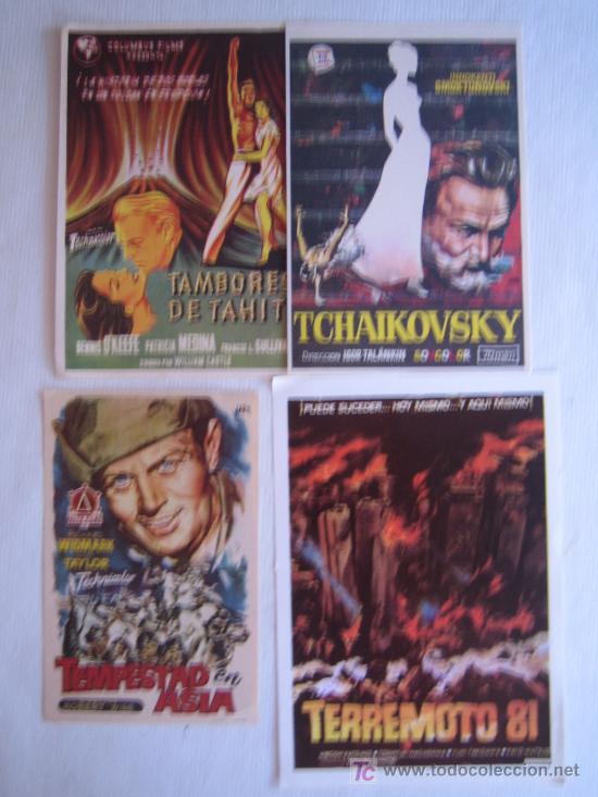 Folhetos de m&atilde;o de filmes antigos de cinema: Lote 4 folletos de mano