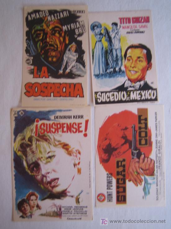 Folhetos de m&atilde;o de filmes antigos de cinema: Lote 4 folletos de mano