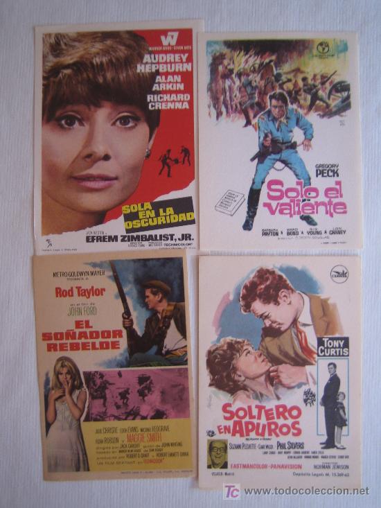 Folhetos de m&atilde;o de filmes antigos de cinema: Lote 4 folletos de mano