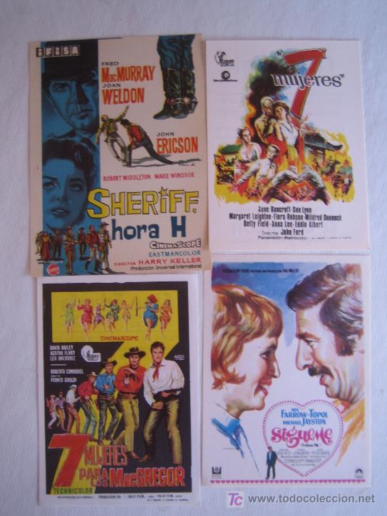 Folhetos de m&atilde;o de filmes antigos de cinema: Lote 4 folletos de mano