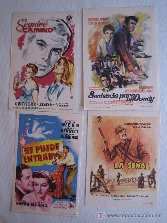 Folhetos de m&atilde;o de filmes antigos de cinema: Lote 4 folletos de mano