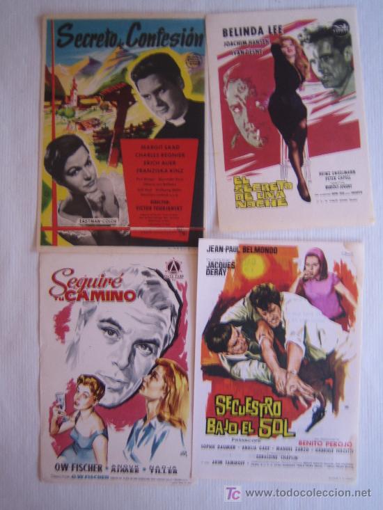 Folhetos de m&atilde;o de filmes antigos de cinema: Lote 4 folletos de mano