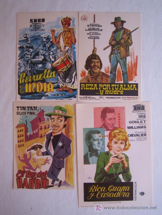 Folhetos de m&atilde;o de filmes antigos de cinema: Lote 4 folletos de mano