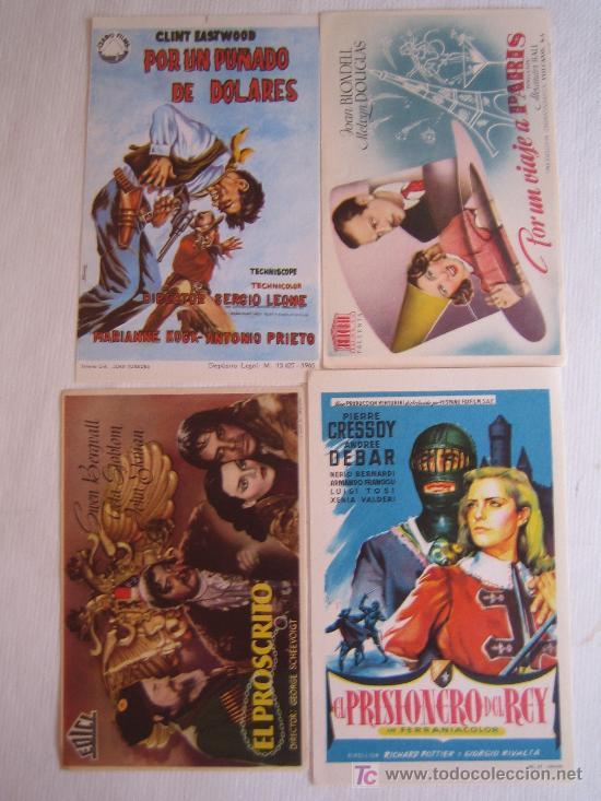 Folhetos de m&atilde;o de filmes antigos de cinema: Lote 4 folletos de mano