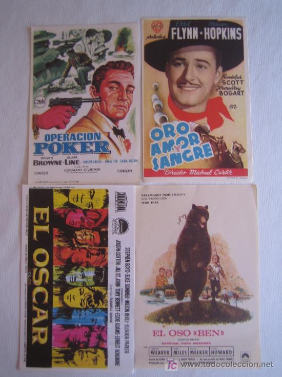 Folhetos de m&atilde;o de filmes antigos de cinema: Lote 4 folletos de mano